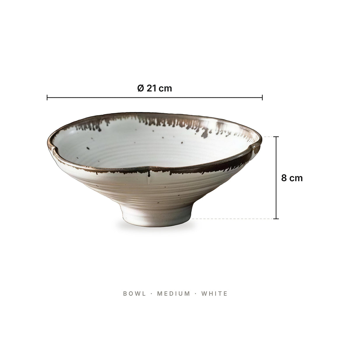Vintage Ripple - Plate Bowl Medium White – dimensions: diameter 21 cm, height 8 cm