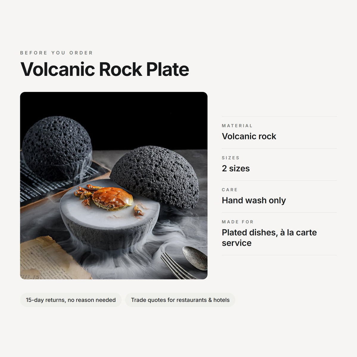 Volcanic Rock Plate – material, sizes, care and use at a glance