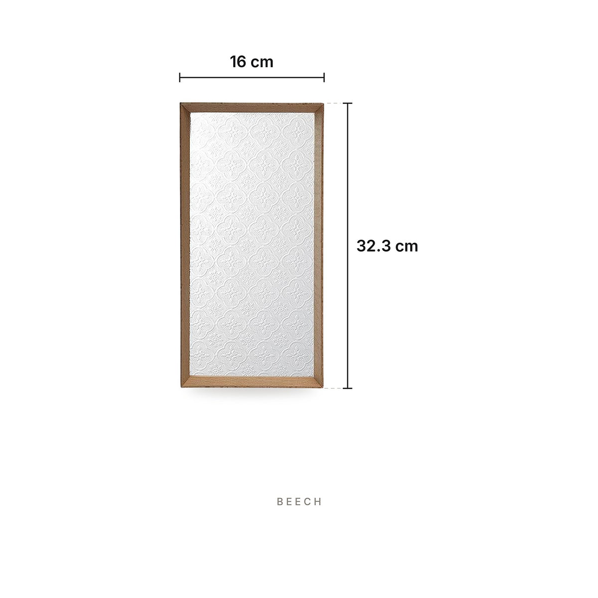 Wooden serving tray with glass Beech – dimensions: width 16 cm, length 32.3 cm