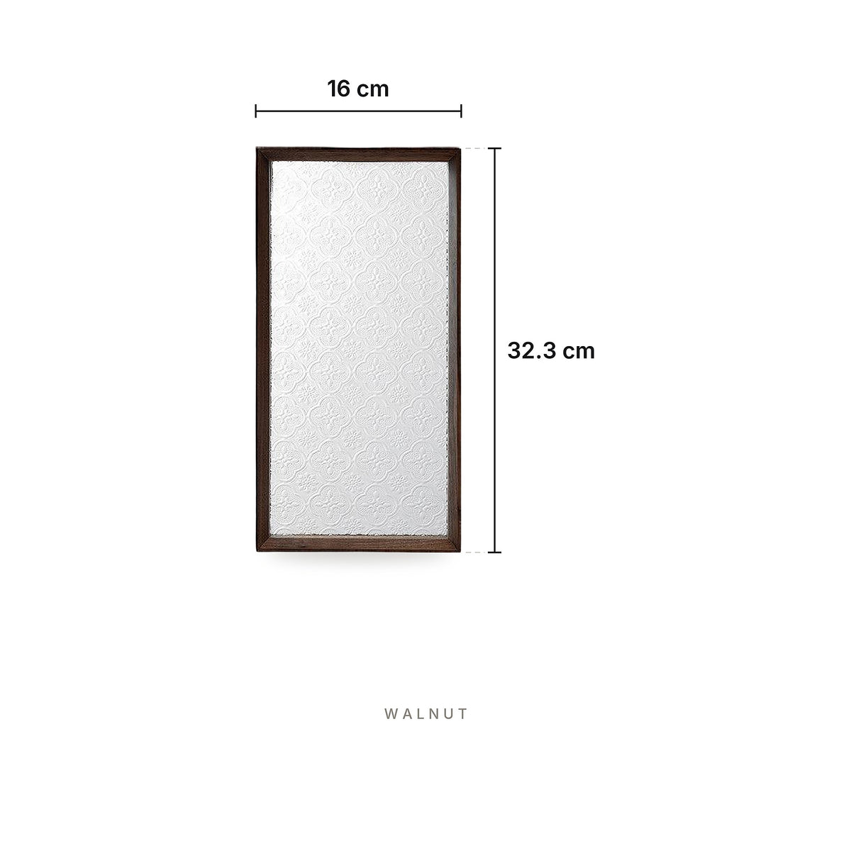 Wooden serving tray with glass Walnut – dimensions: width 16 cm, length 32.3 cm