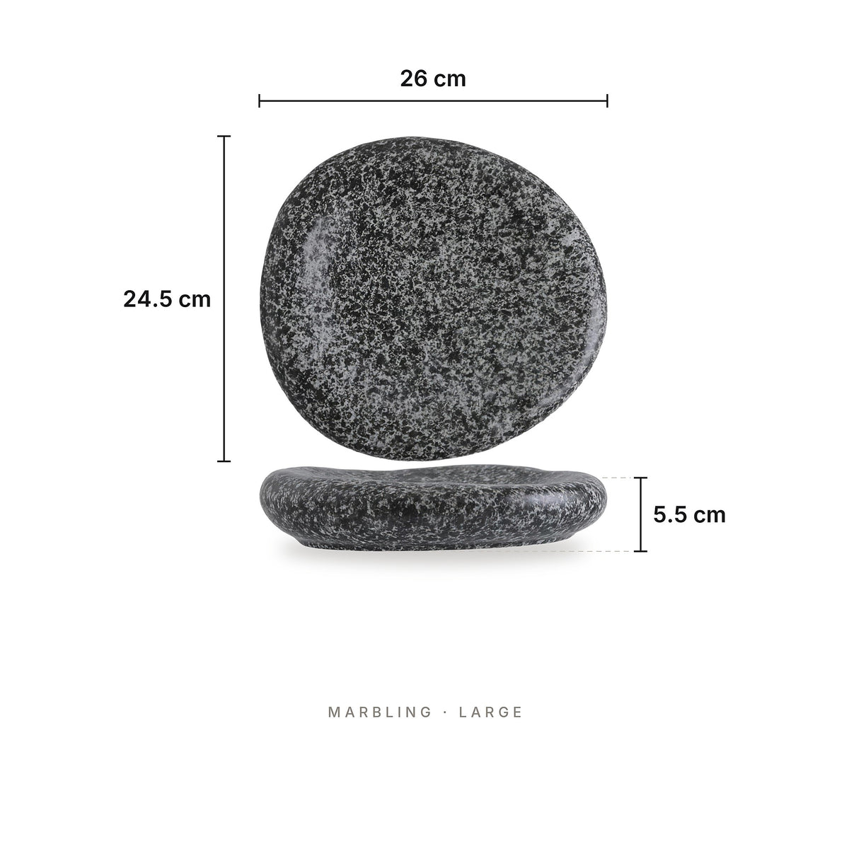 Zen Stone - Plates Marbling Large – dimensions: length 26 cm, width 24.5 cm, height 5.5 cm