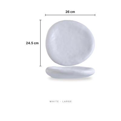 Zen Stone - Plates White Large – dimensions: length 26 cm, width 24.5 cm