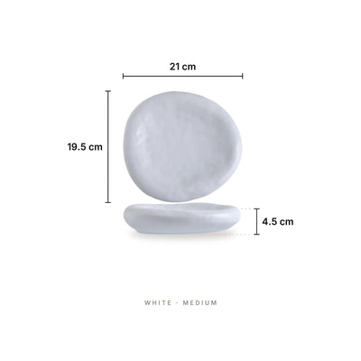 Zen Stone - Plates White Medium – dimensions: length 21 cm, width 19.5 cm, height 4.5 cm