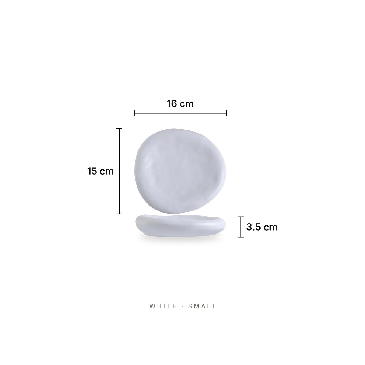 Zen Stone - Plates White Small – dimensions: length 16 cm, width 15 cm, height 3.5 cm