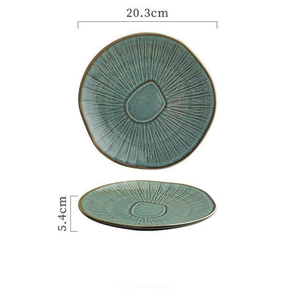 Japanese-style Ceramic Oak Plate - TableGlow