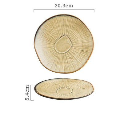 Japanese-style Ceramic Oak Plate - TableGlow