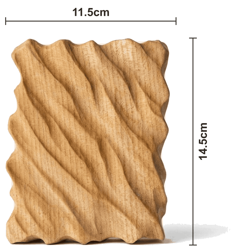 Texture Maple Plate with measurements: 14.5 x 11.5 cm, 5 cm high, base 1.5 cm high