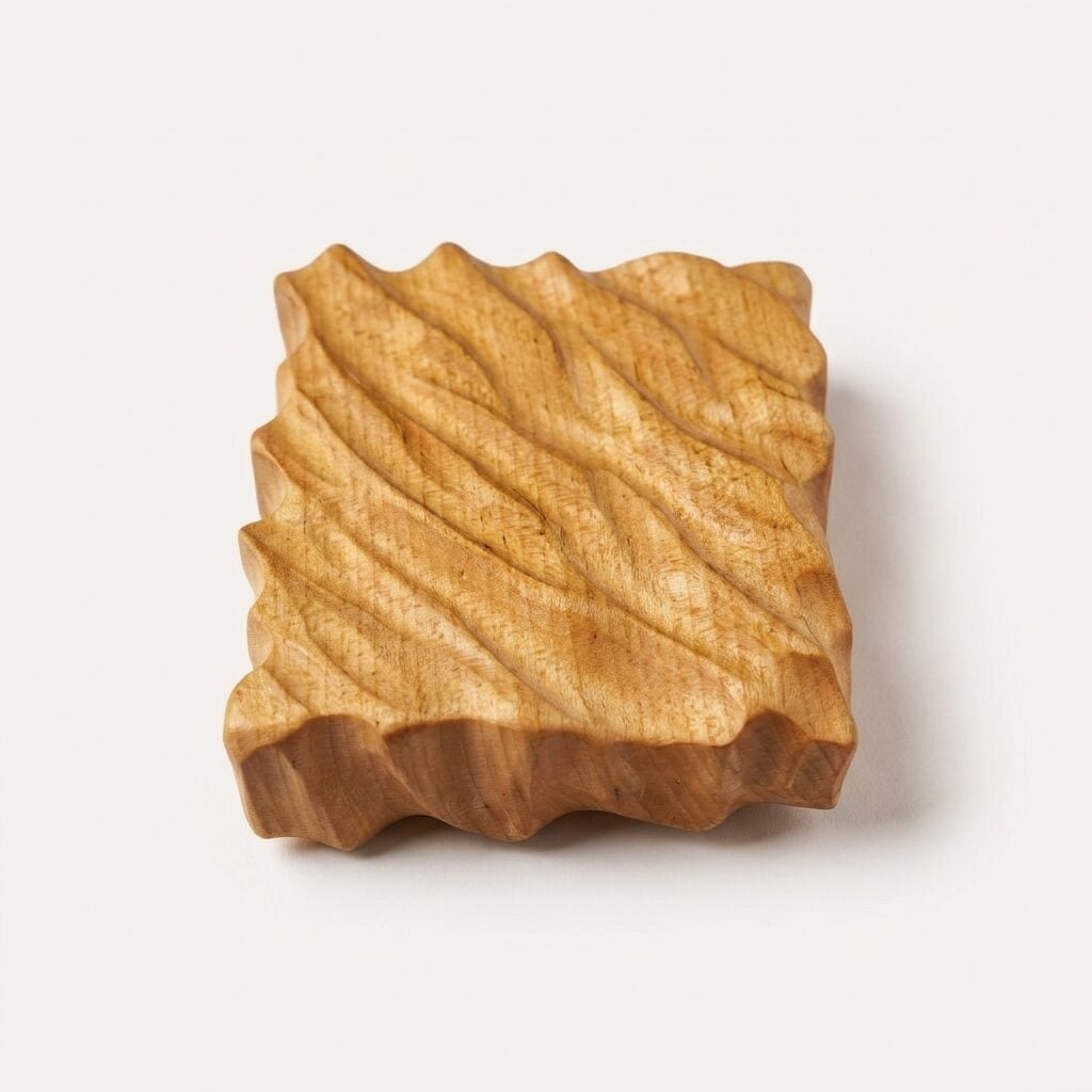 Texture Maple Plate seen at an angle, the wave relief running over the edge down to the raised base